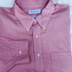 Brooks Brothers Red & White Pin Stripe Casual Button Down Shirt Size 19-35 (2XL)